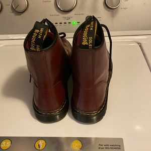 Cherry Red Smooth Leather Dr. Martens Zavala Combat Boots Women’s 8 M